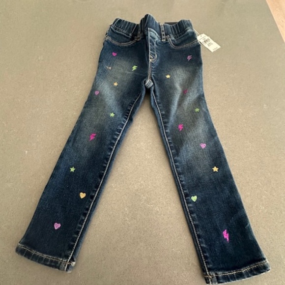 NWT-Gap 4T 4 Year Glitter Accent High Stretch Denim Jegging - Picture 1 of 6